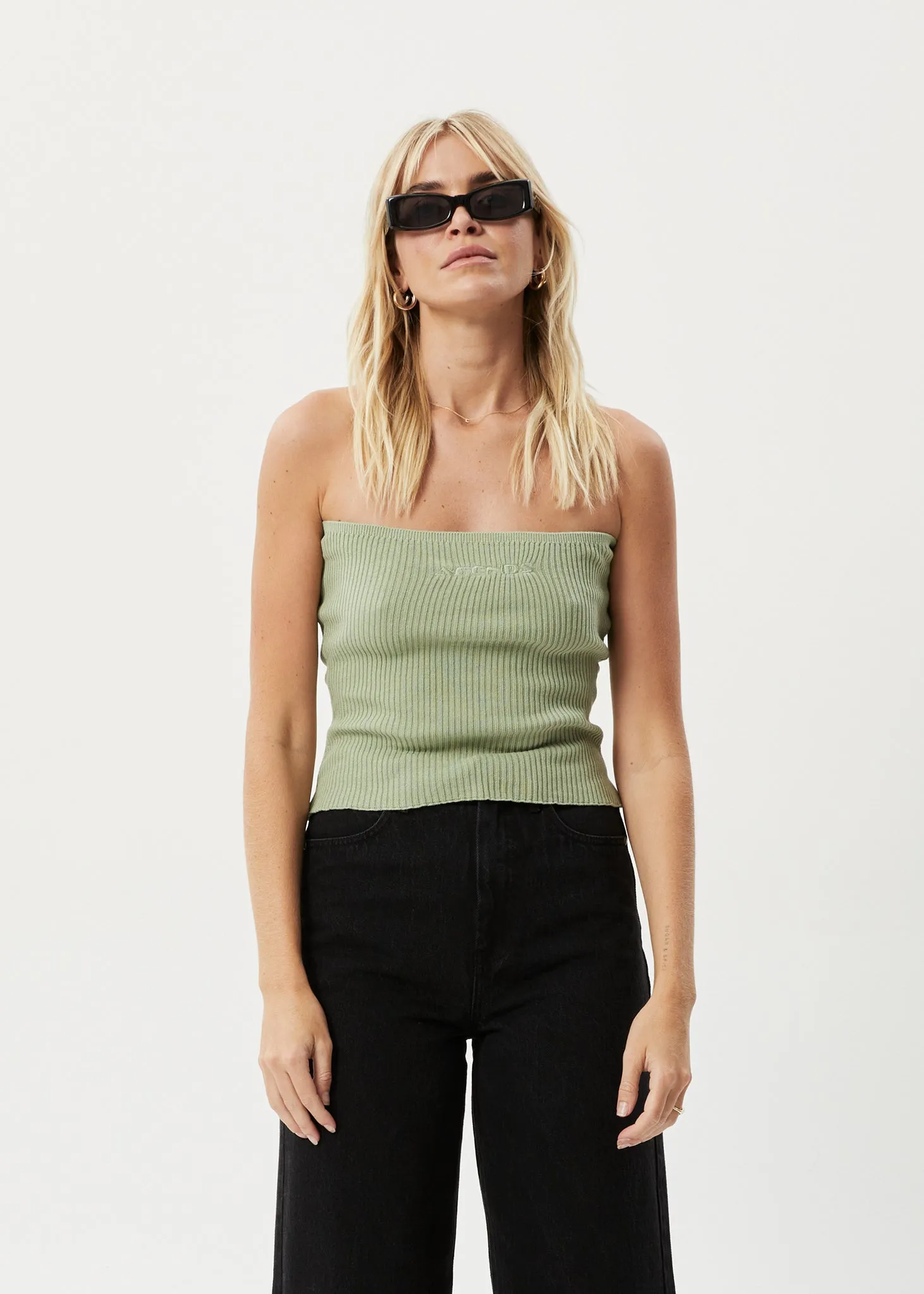 AFENDS Womens Weekend - Knit Tube Top - Eucalyptus
