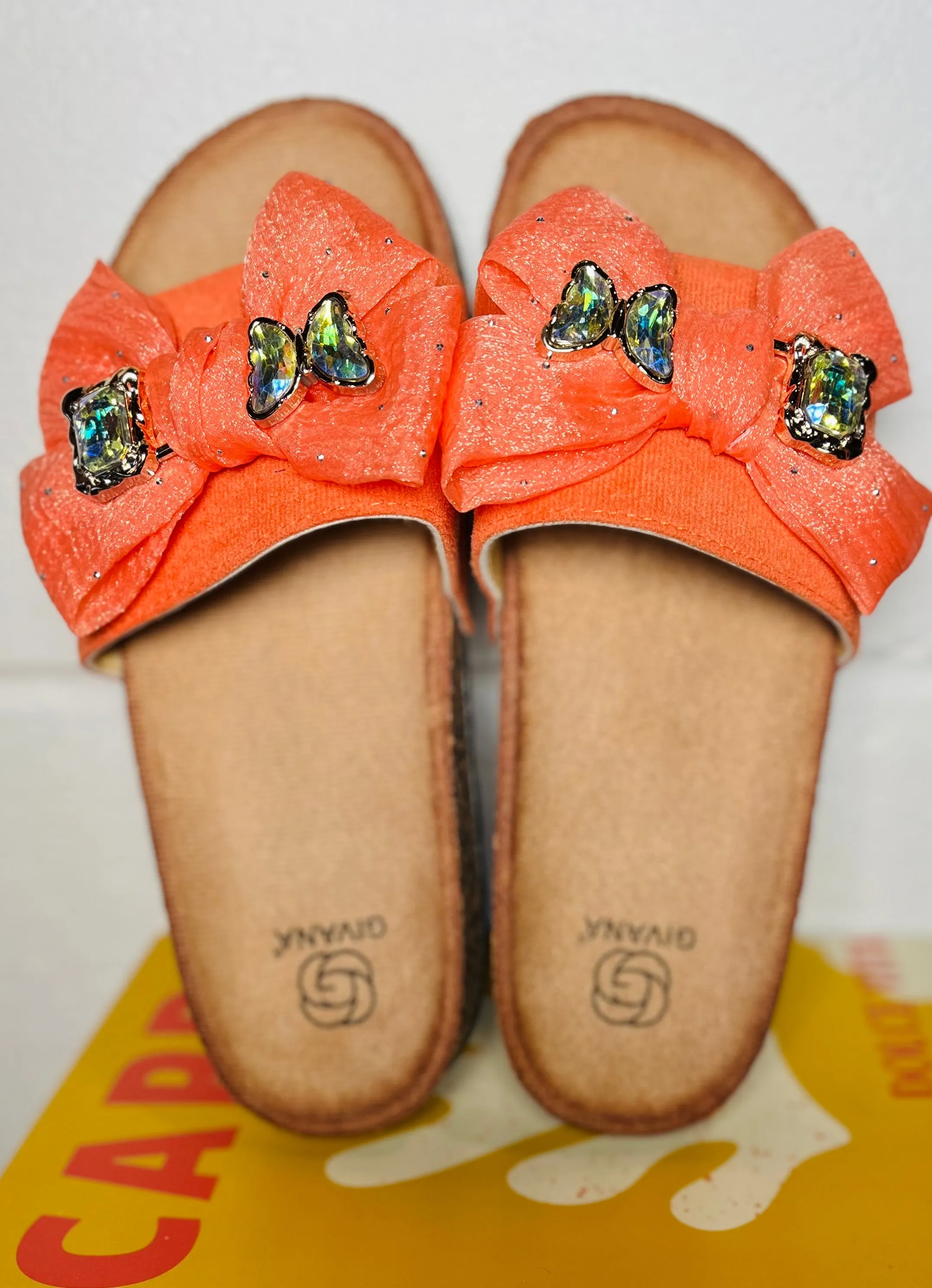 Belle Bow Sliders - Orange