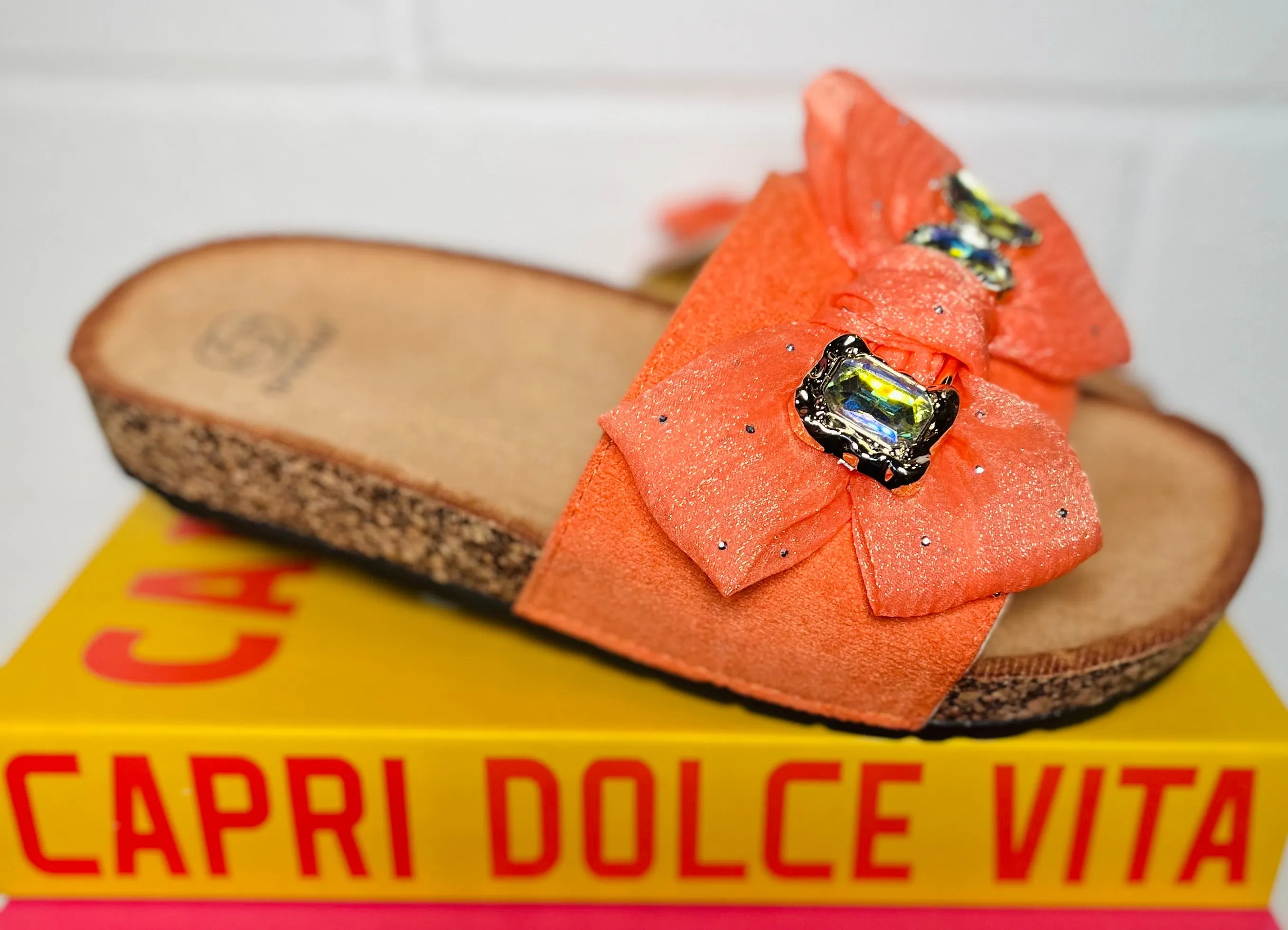 Belle Bow Sliders - Orange