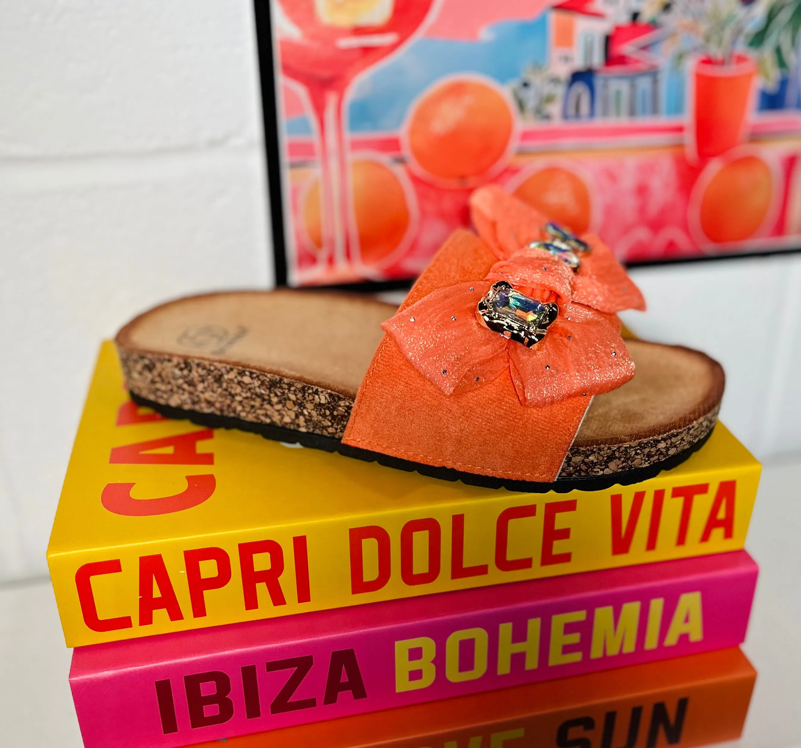 Belle Bow Sliders - Orange