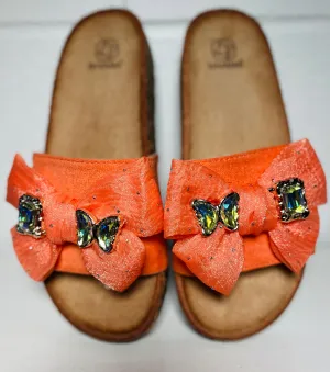 Belle Bow Sliders - Orange