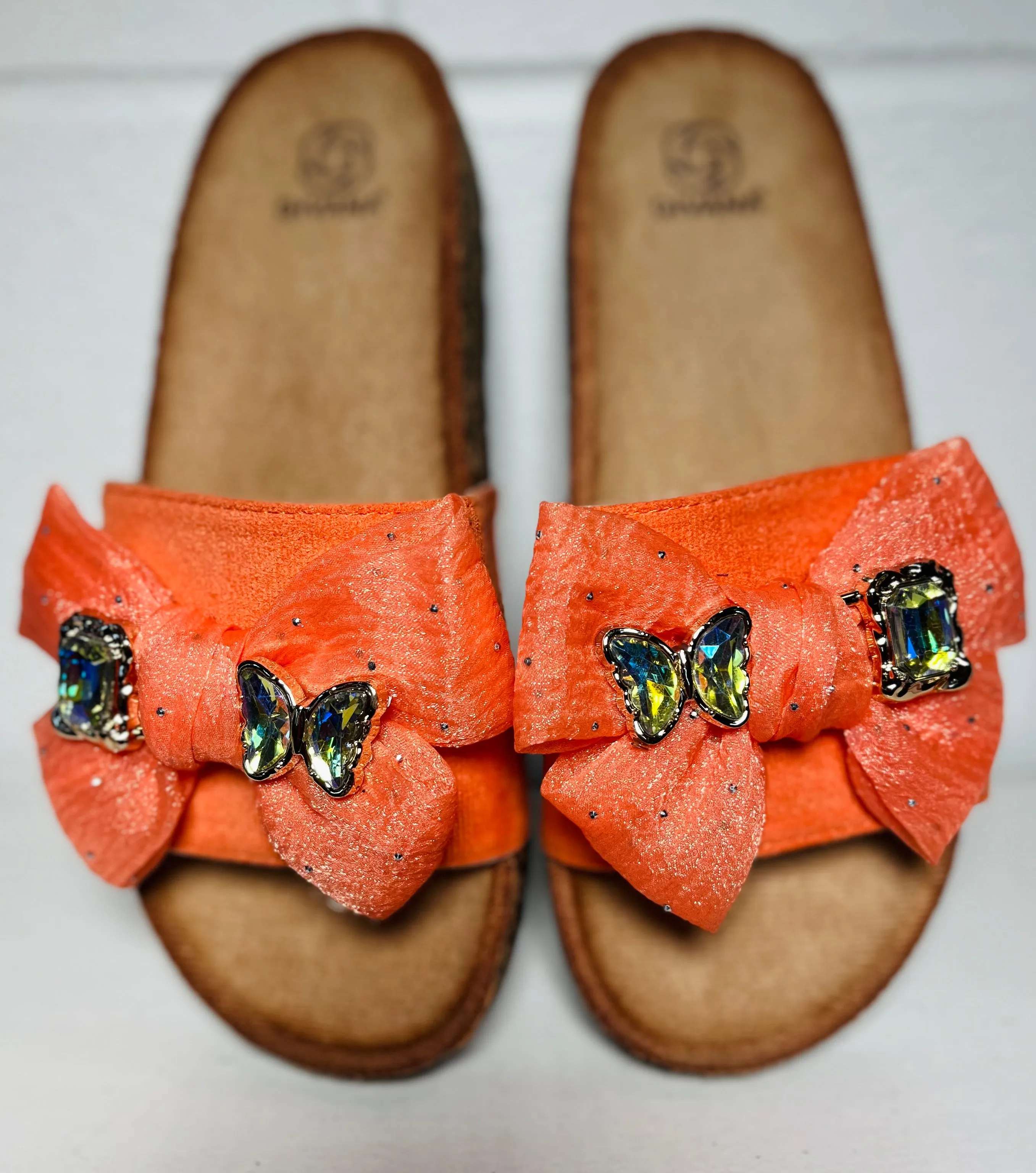 Belle Bow Sliders - Orange