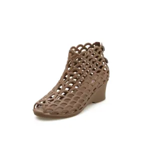 Bird Net Hallow Sandals Women Summer Plastic Jelly Shoes Wedges