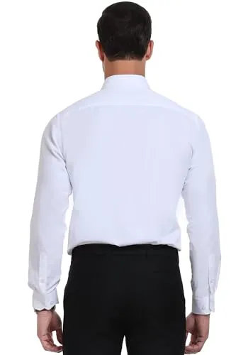 BONOW Dress Shirt for Men White Formal Full Sleeves Regular Fit Business Stretch Button Down Shirts S