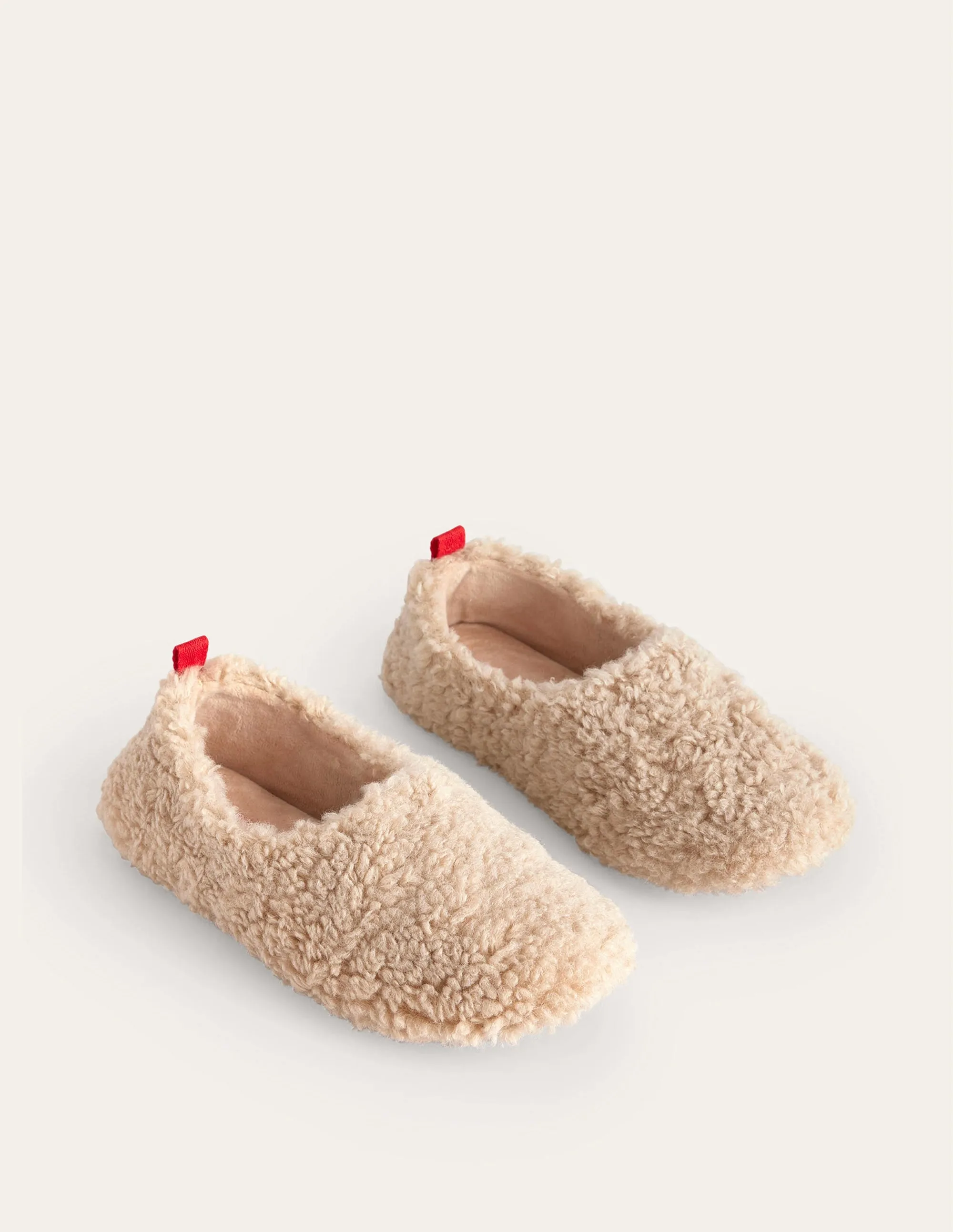 Borg Ballerina Slippers-Natural Borg