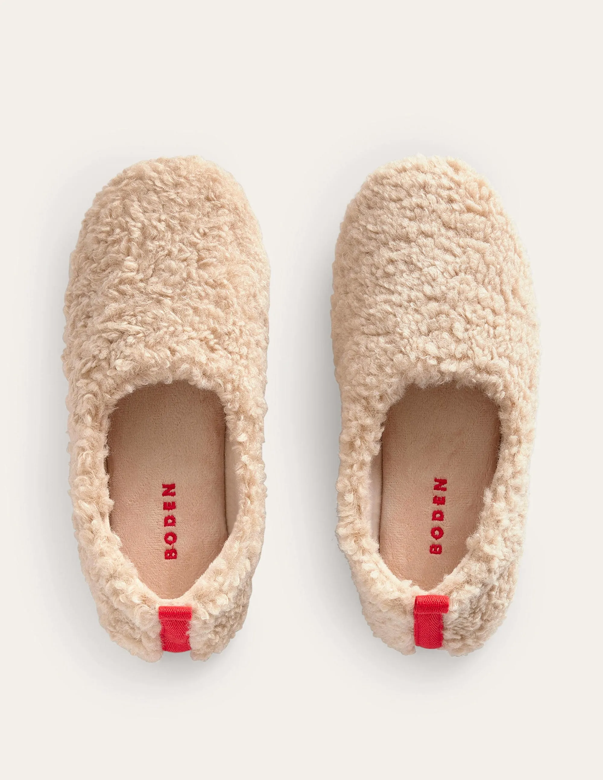 Borg Ballerina Slippers-Natural Borg