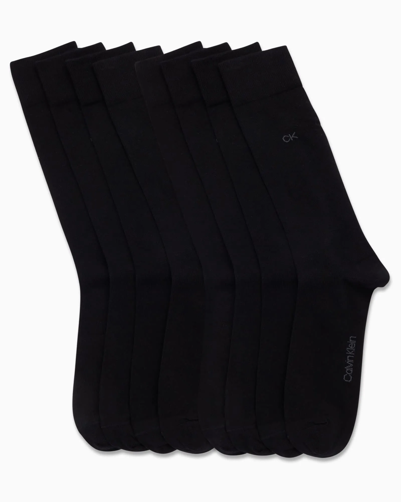 Calvin Klein Men's Dress Socks - Lightweight Cotton Blend Crew Socks (8 Pack), Size 7-12, Solid Black