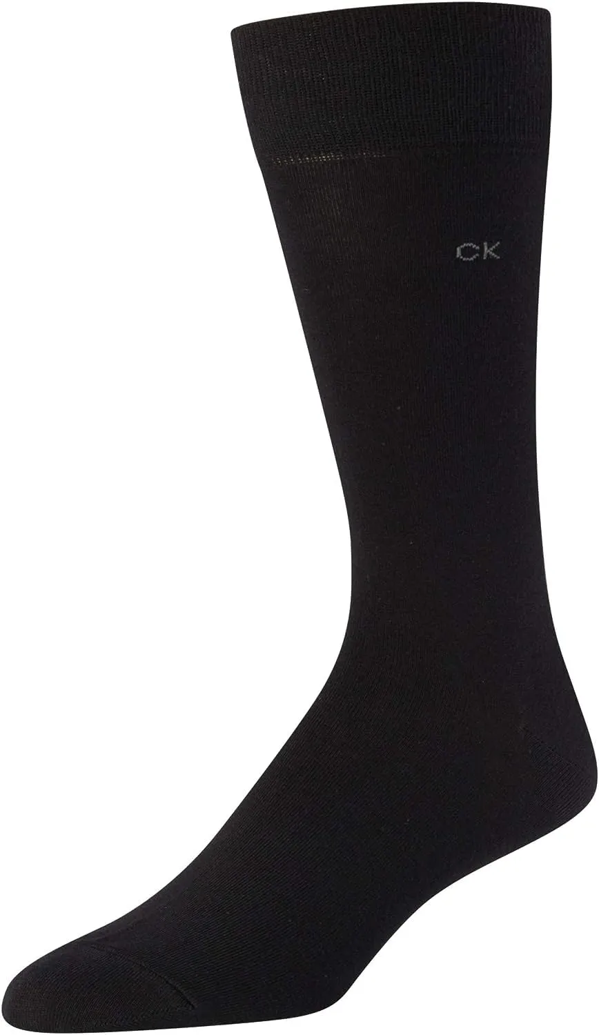 Calvin Klein Men's Dress Socks - Lightweight Cotton Blend Crew Socks (8 Pack), Size 7-12, Solid Black