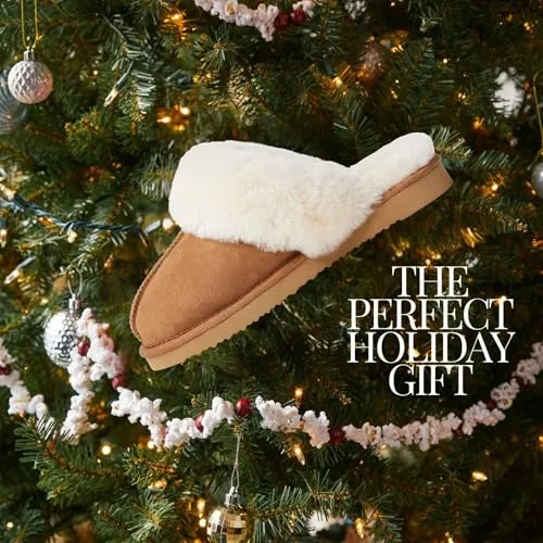 Dearfoams Shearling Fur Indoor/Outdoor Slippers
