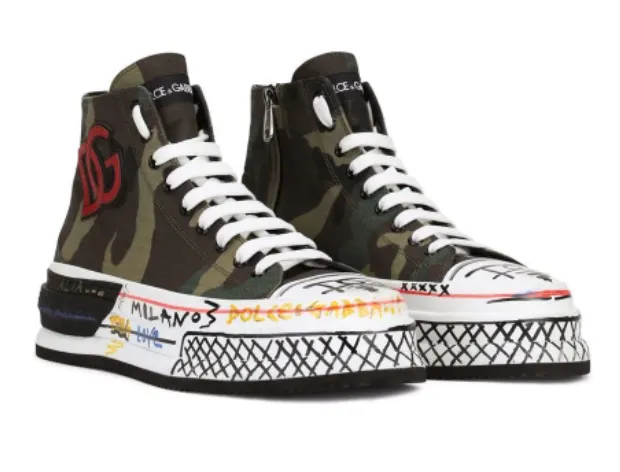 DOLCE & GABBANA - camouflage pattern scribble sneakers