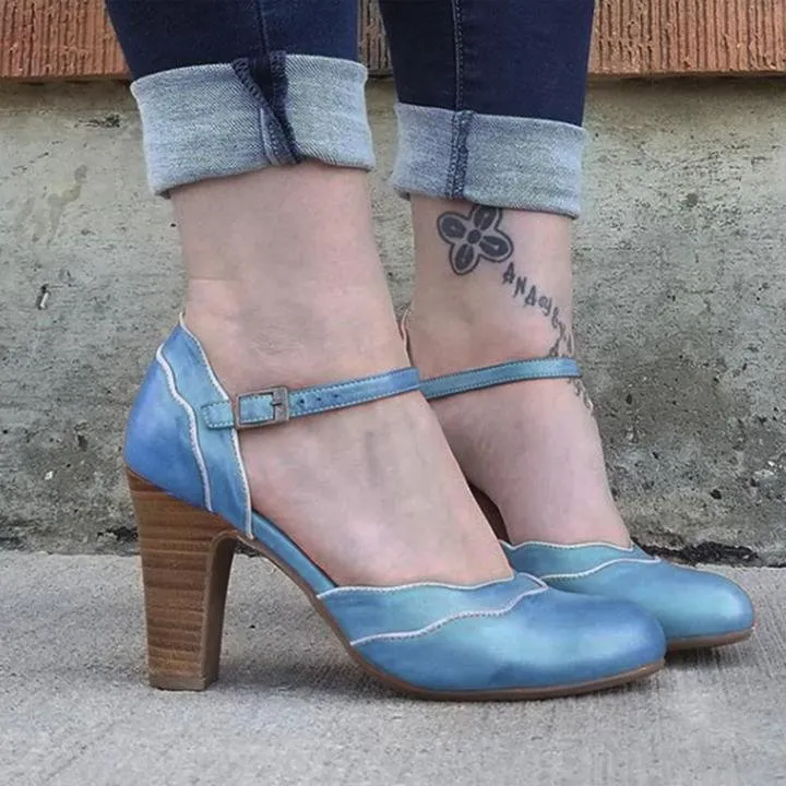 elveswallet Buckle Strap Chunky Heel Sandals