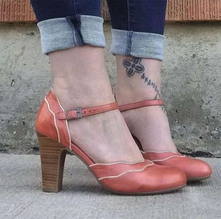 elveswallet Buckle Strap Chunky Heel Sandals