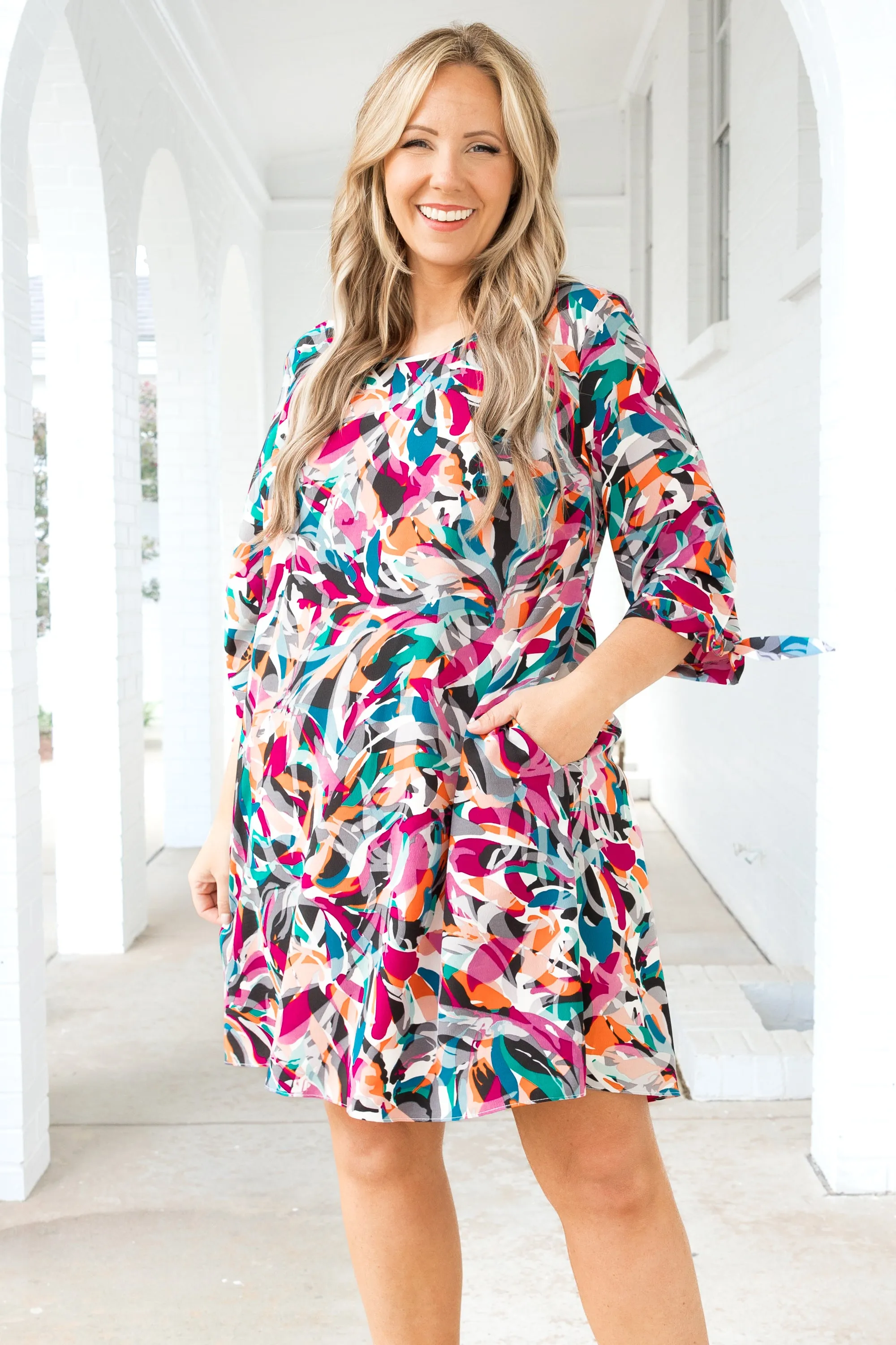 Figure Me Out Dress, Magenta-Jade