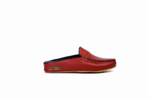 FOOT FEDERATION MOC-TOE WOMEN'S LEATHER SLIPPER RED
