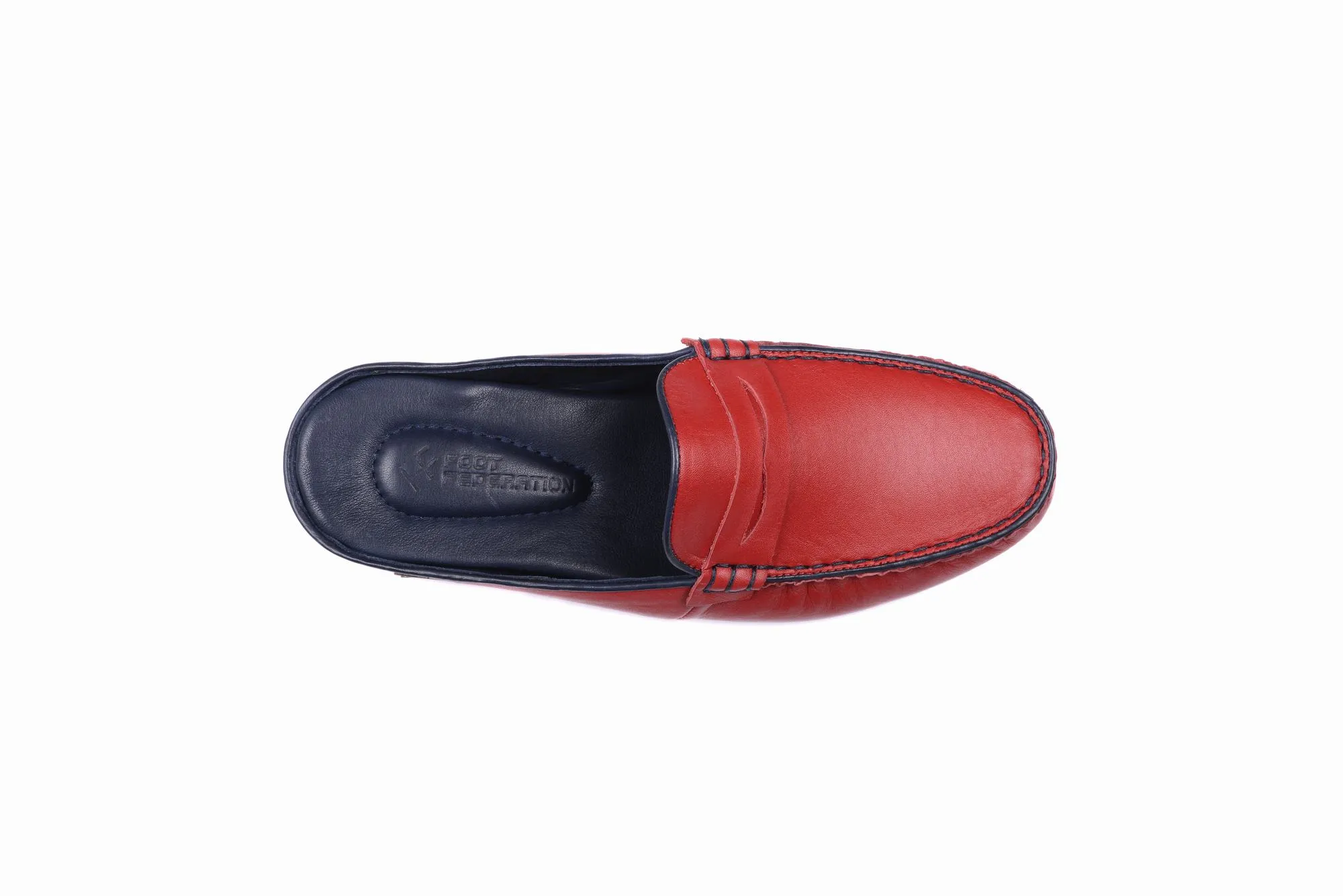 FOOT FEDERATION MOC-TOE WOMEN'S LEATHER SLIPPER RED
