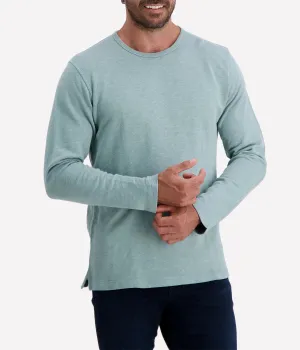 Mens Knit Sweatshirt Light Crew in Faded Green