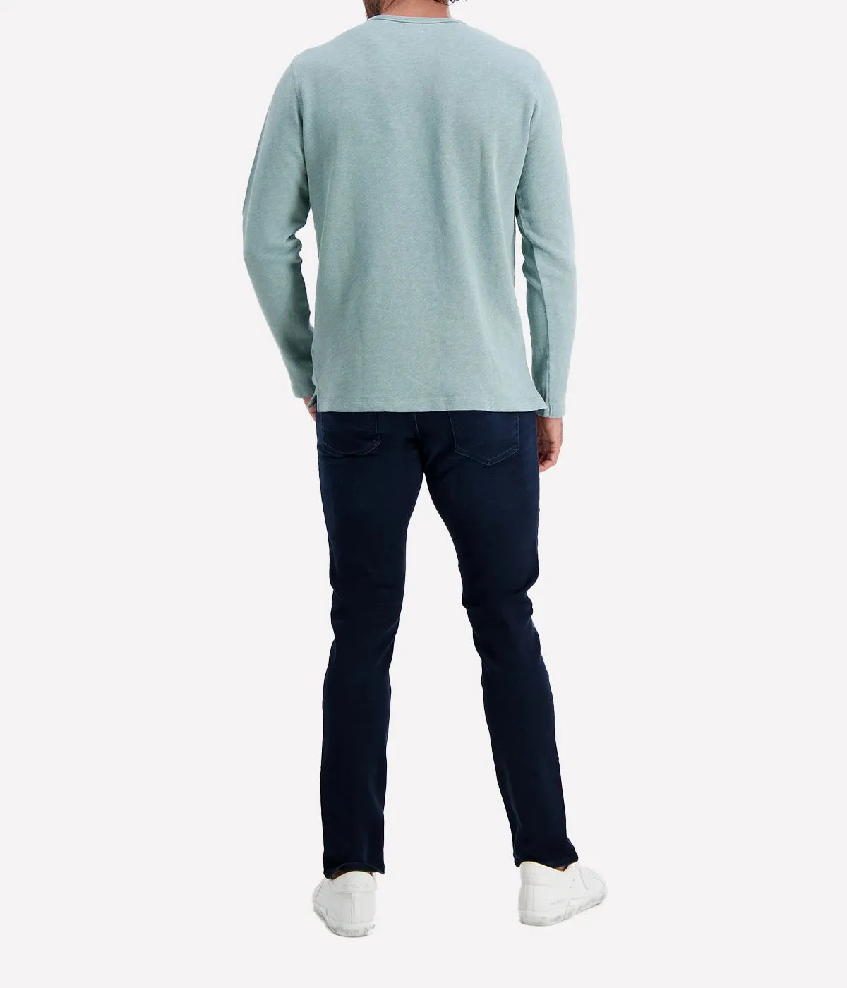 Mens Knit Sweatshirt Light Crew in Faded Green