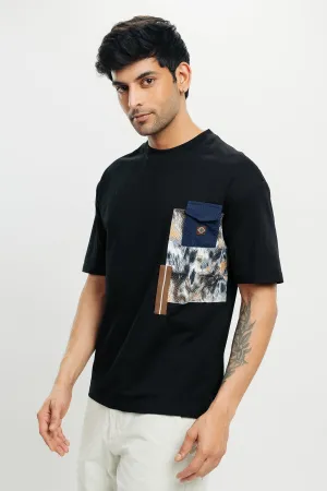 Men's Patchwork Black T-Shirt