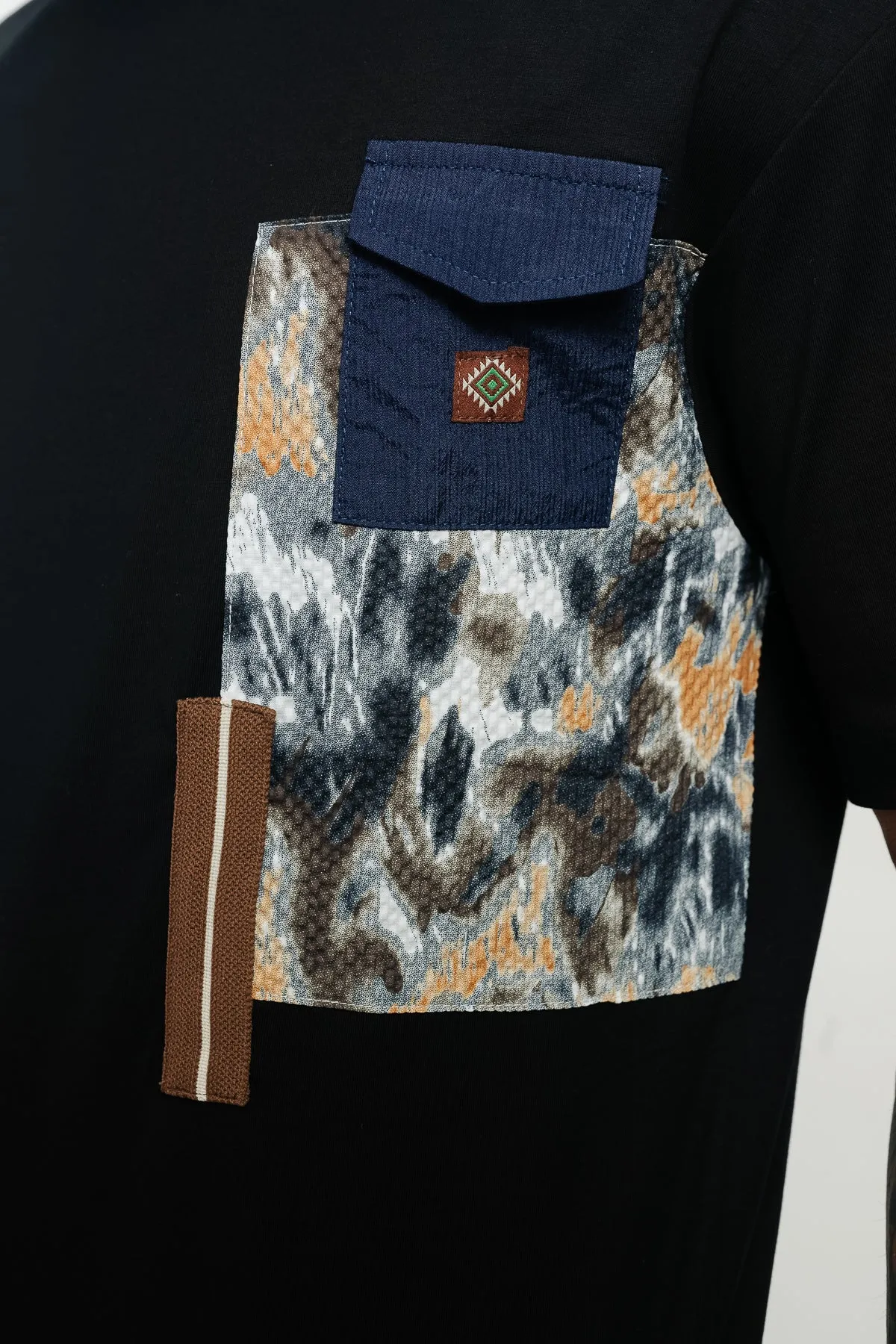 Men's Patchwork Black T-Shirt