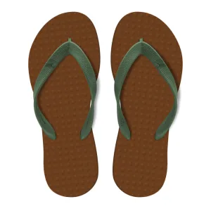 Men's Sustainable Flip Flops Cocoa with Army Green Straps