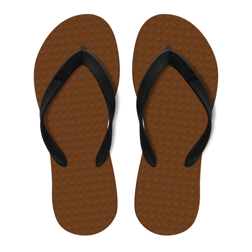 Men's Sustainable Flip Flops Cocoa with Black Straps