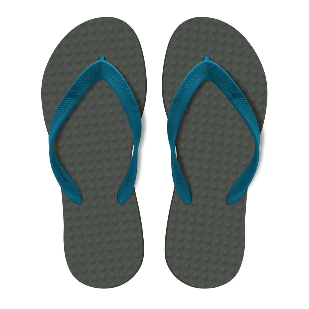 Men's Sustainable Flip Flops Grey with Navy Straps