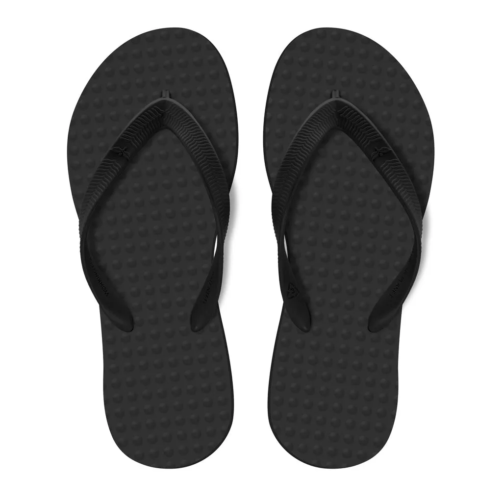 Men's Sustainable Flip Flops Recycled Black with Recycled Black Straps