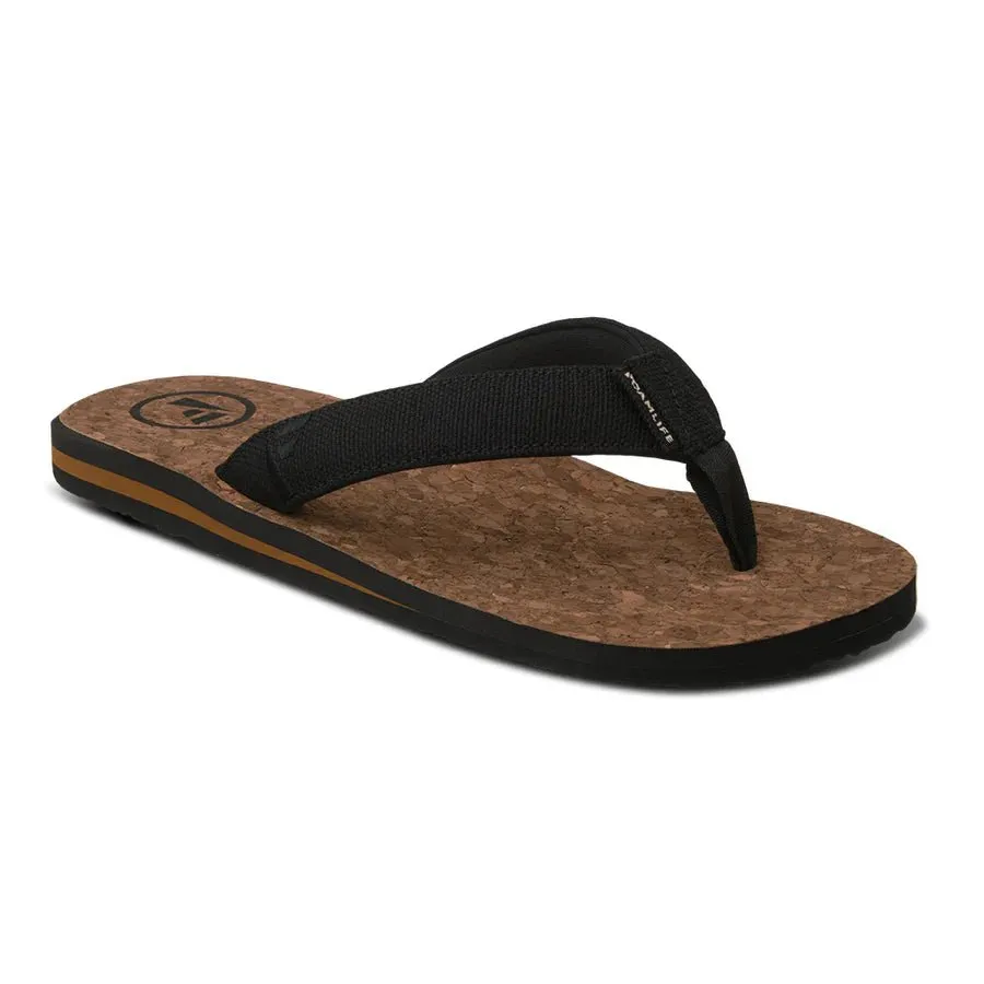 MULLY CORK - MENS FLIP FLOPS - BLACK