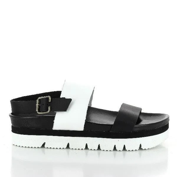 Plakton 465167 White & Black Slingback Platforms