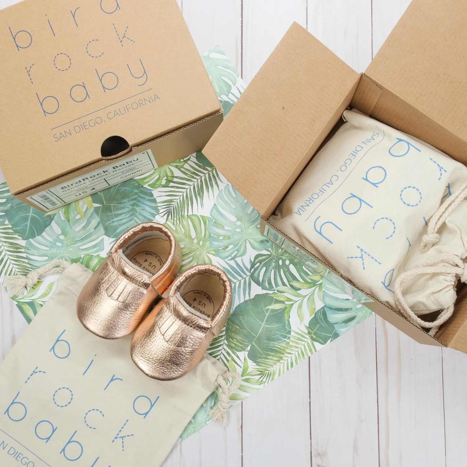 Rose Gold Baby Moccasins