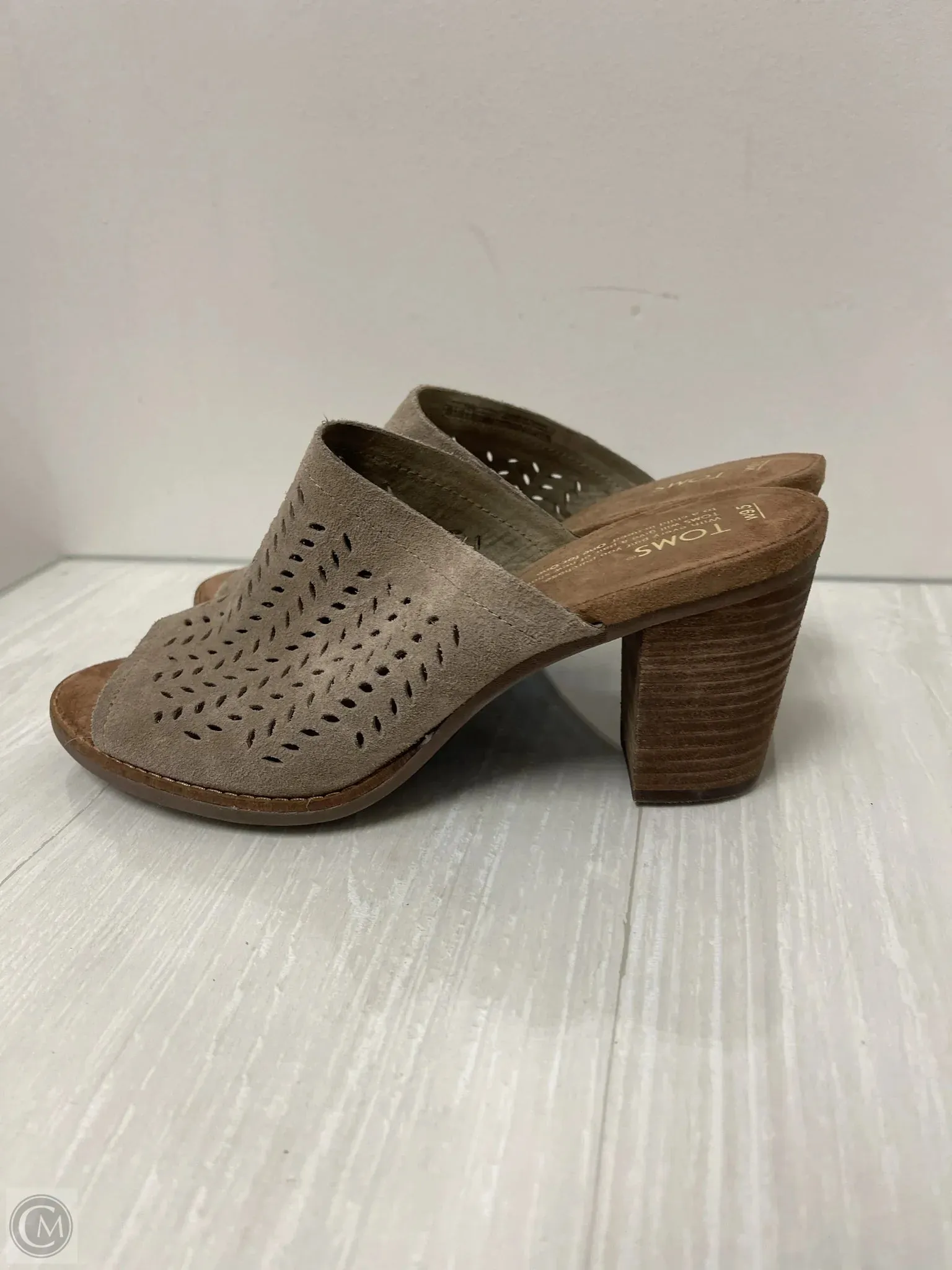 Sandals Heels Block By Toms In Taupe, Size: 9.5