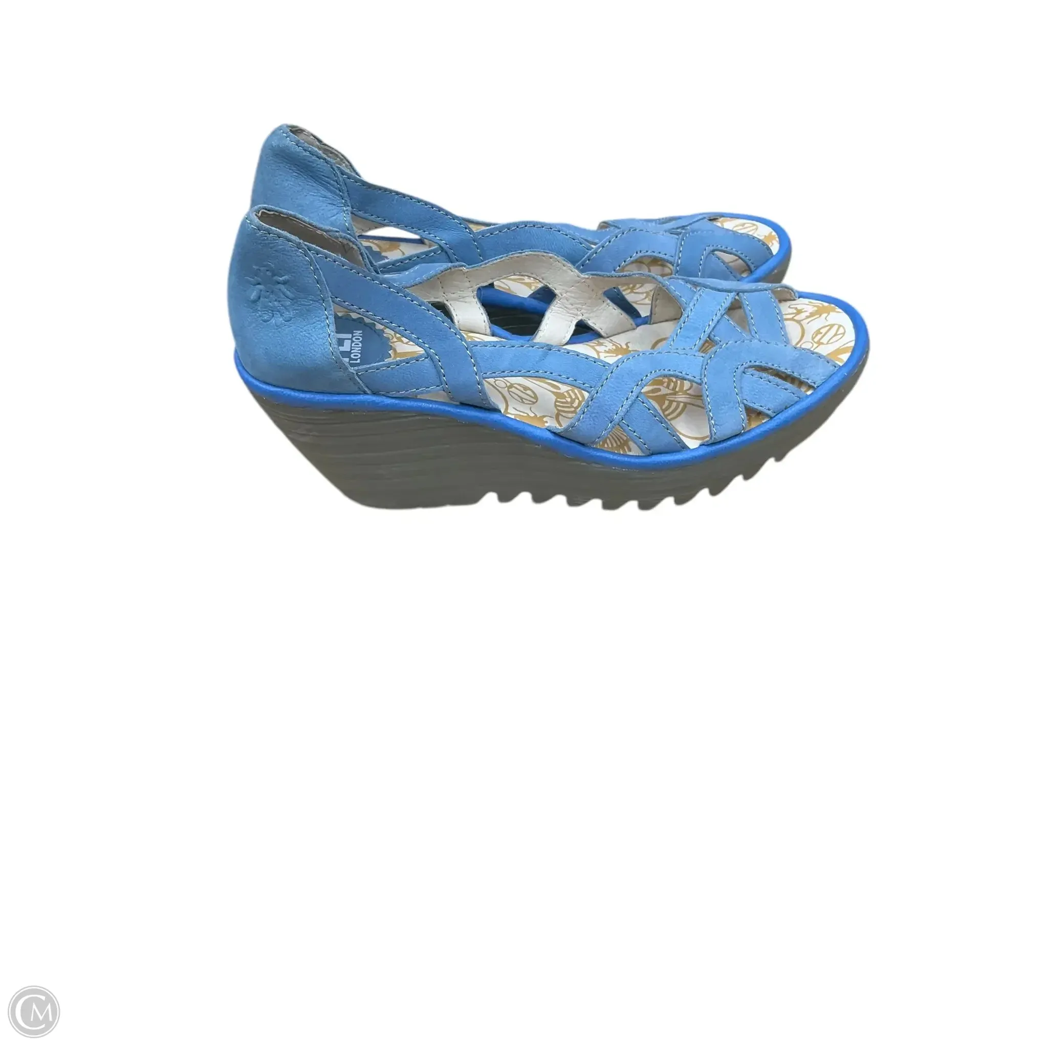 Sandals Heels Wedge By Fly London In Blue, Size: 7