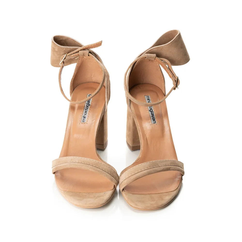 SHR Back to Bow beige suede sandals