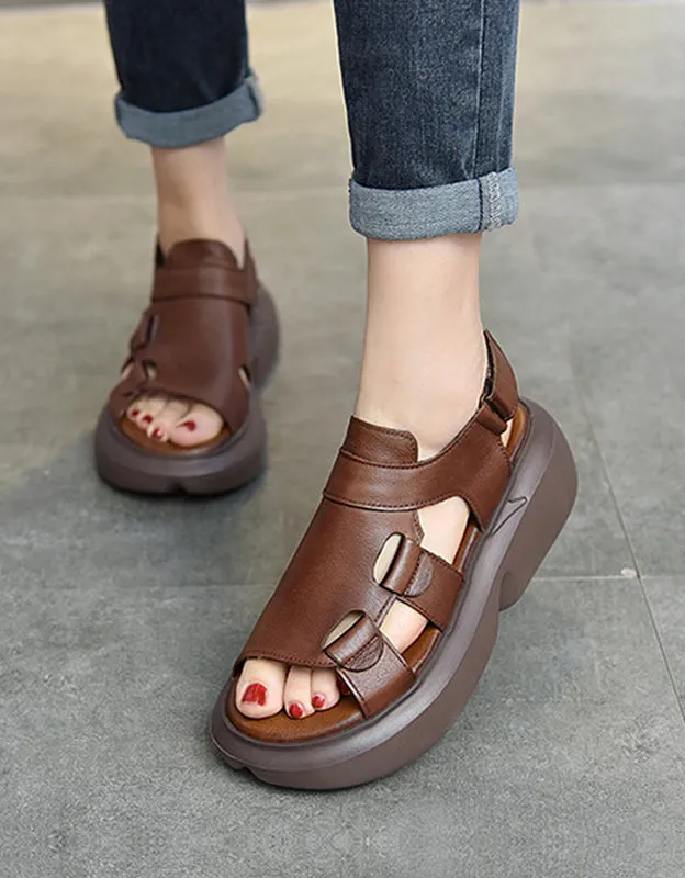 Summer Retro Platform Sandals Slingback