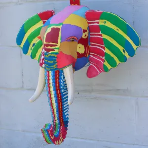 Wall Hanging Recycled Flip Flop Elephant - Multi/Neon