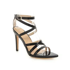 Women's Solid Color Pointed Toe Tie Stiletto High Heel Sandals