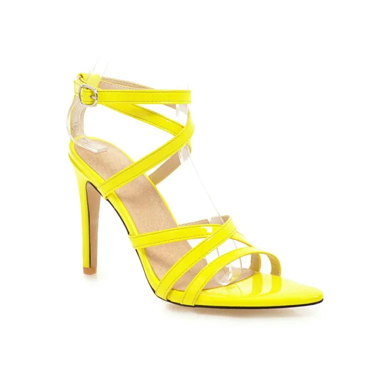 Women's Solid Color Pointed Toe Tie Stiletto High Heel Sandals