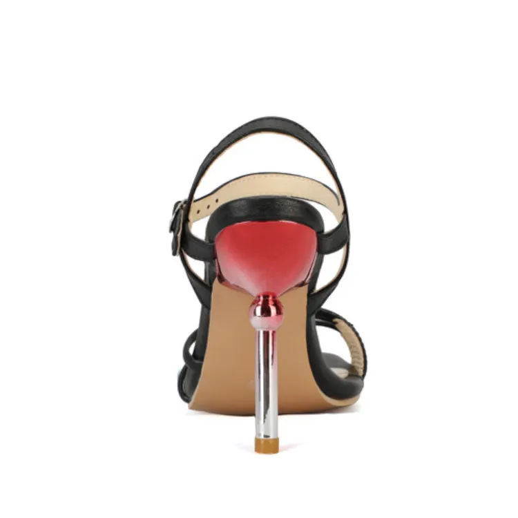 Women's Solid Color Straps Stiletto High Heel Sandals