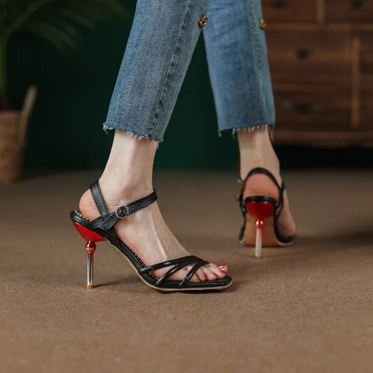 Women's Solid Color Straps Stiletto High Heel Sandals