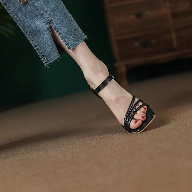 Women's Solid Color Straps Stiletto High Heel Sandals