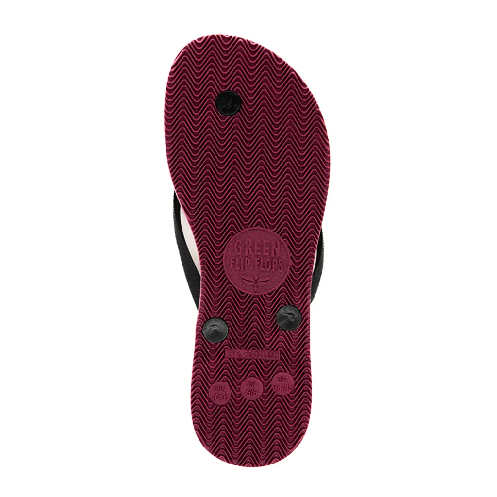 Women's Sustainable Flip Flops Açai with Black Straps