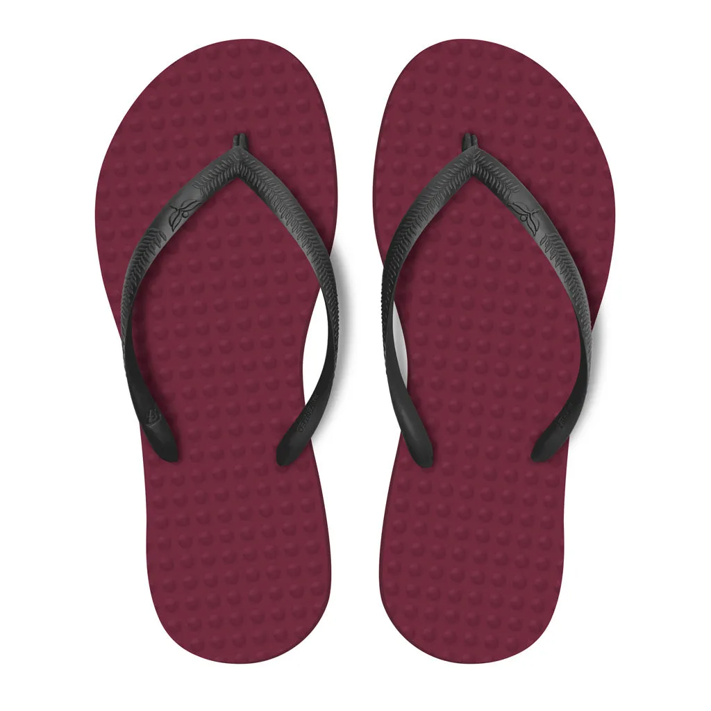 Women's Sustainable Flip Flops Açai with Black Straps