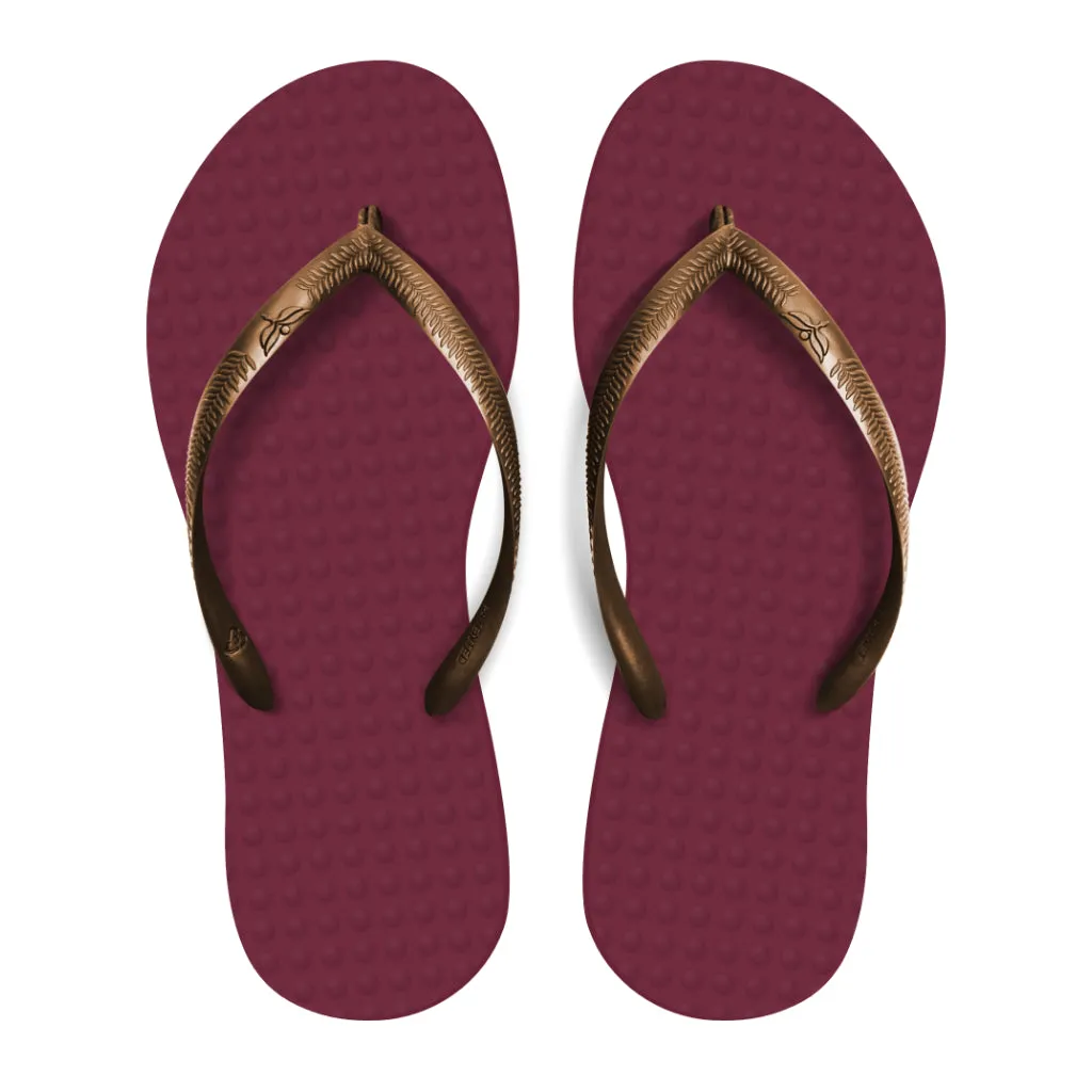 Women's Sustainable Flip Flops Açai with Copper Straps