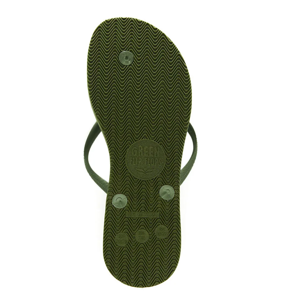 Women's Sustainable Flip Flops Army Green with Army Green Straps