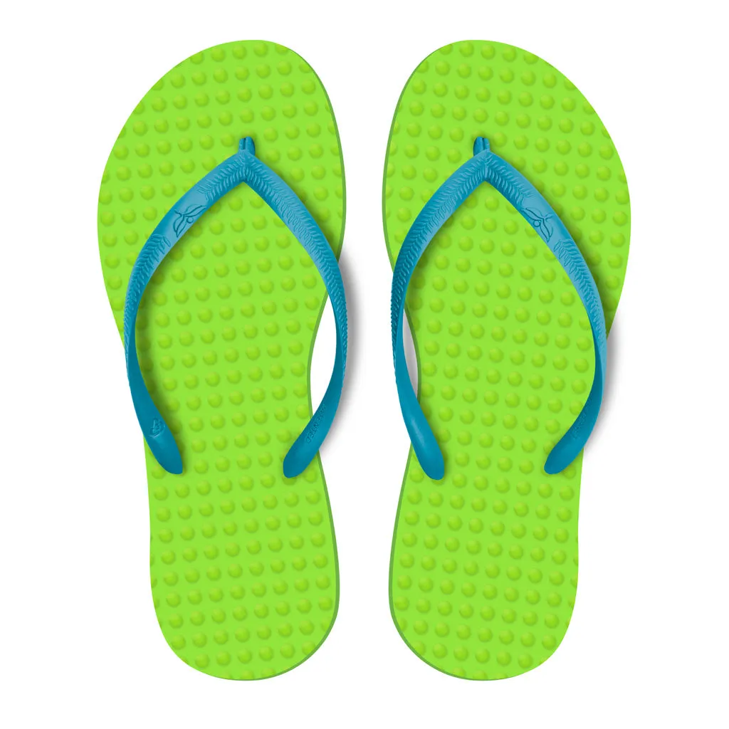 Women's Sustainable Flip Flops Lemon with Turquoise Straps