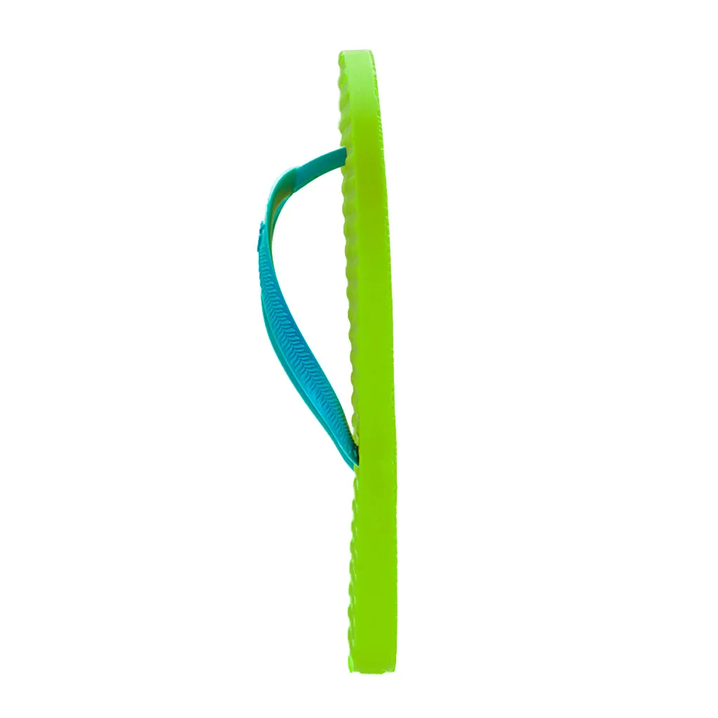 Women's Sustainable Flip Flops Lemon with Turquoise Straps