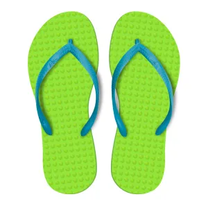 Women's Sustainable Flip Flops Lemon with Turquoise Straps