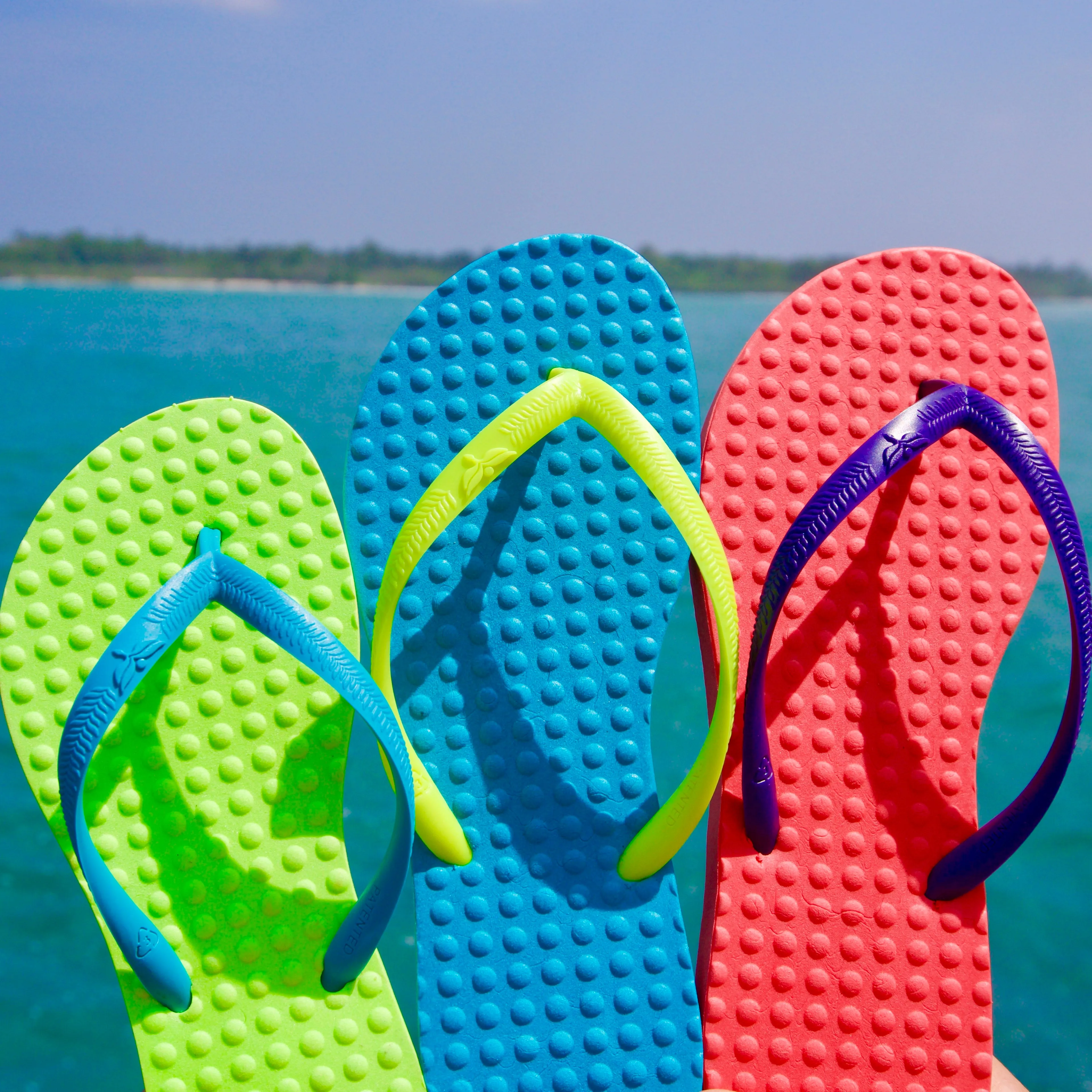 Women's Sustainable Flip Flops Lemon with Turquoise Straps