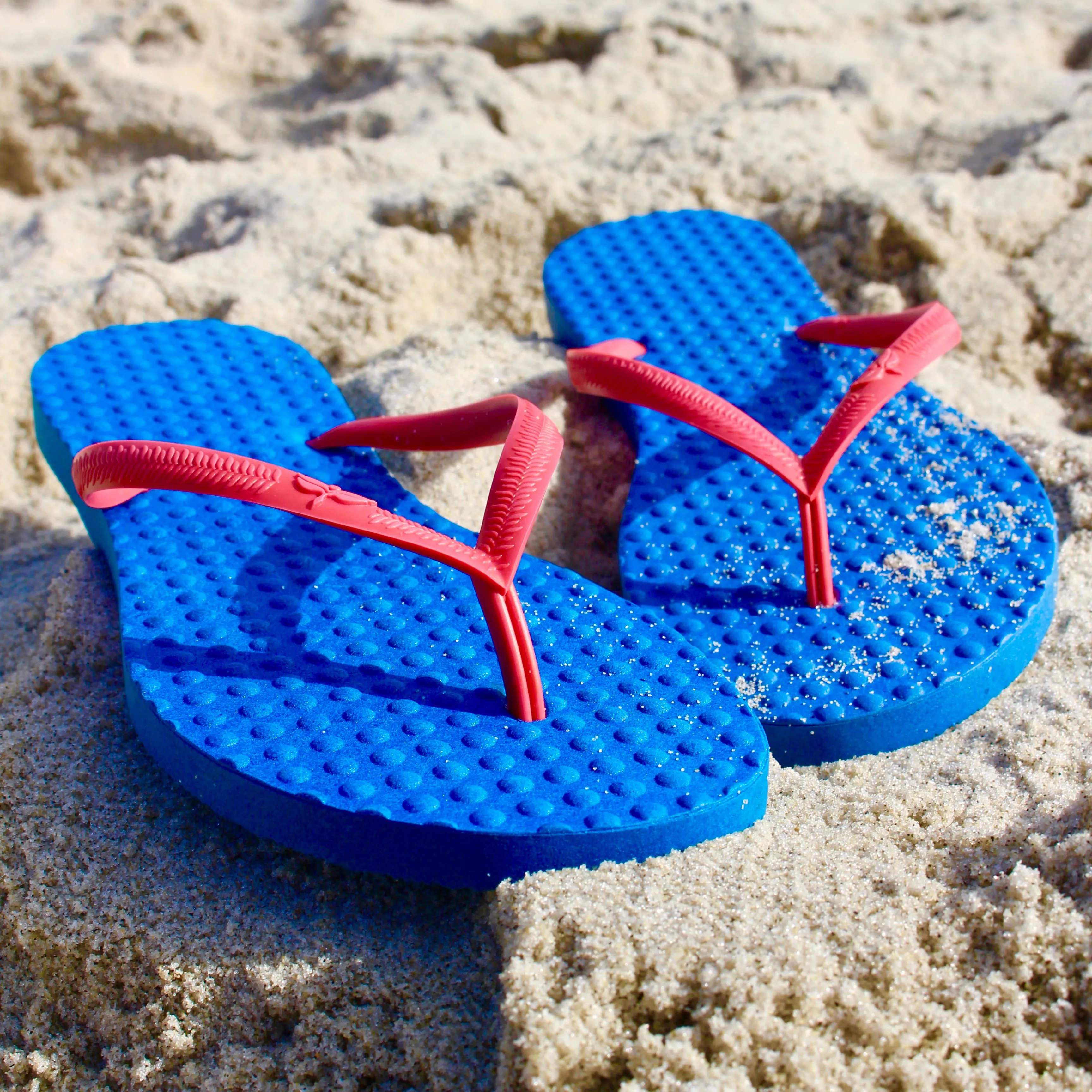 Women's Sustainable Flip Flops Navy with Watermelon Straps
