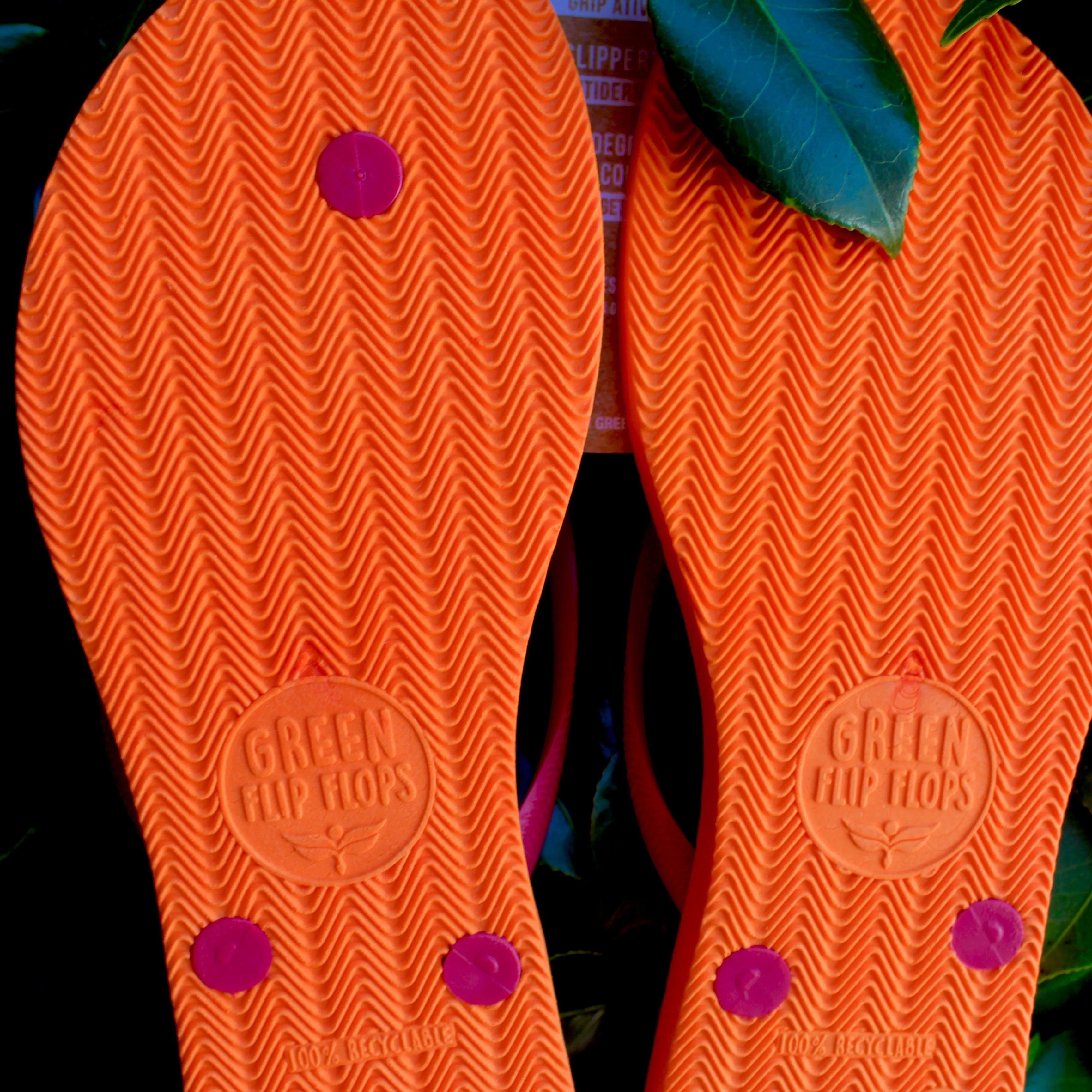 Women's Sustainable Flip Flops Orange with Fuchsia Straps